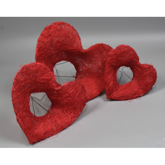 Suport buchet sisal forma inima 25cm rosu