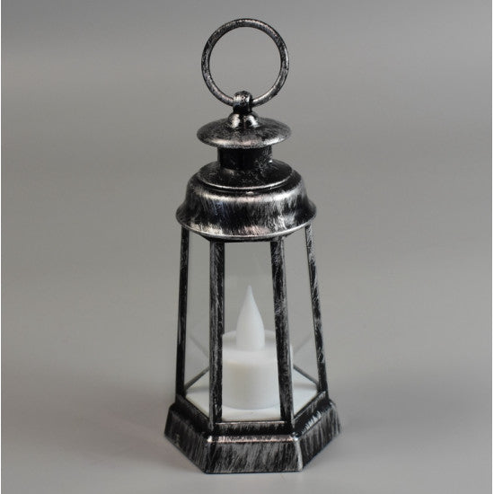 Felinar cu led 14,5cm antic argintiu