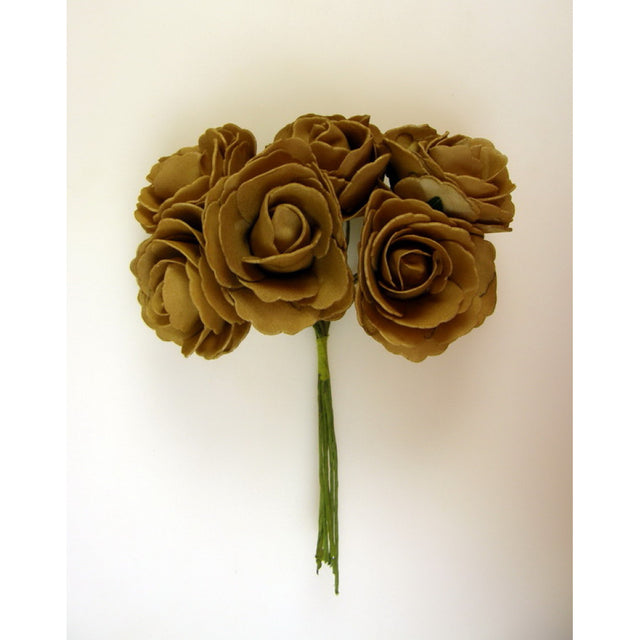 Buchet trandafir polifoam 5,5cm maro deschis