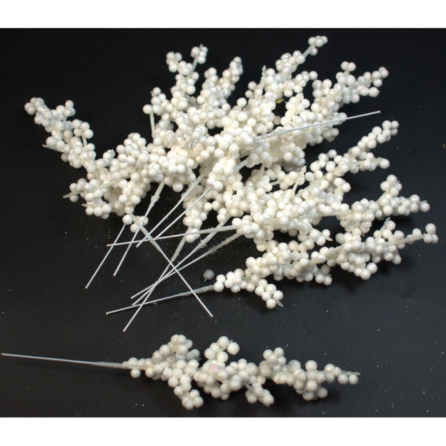 Pick coacaze alb cu glitter S/13