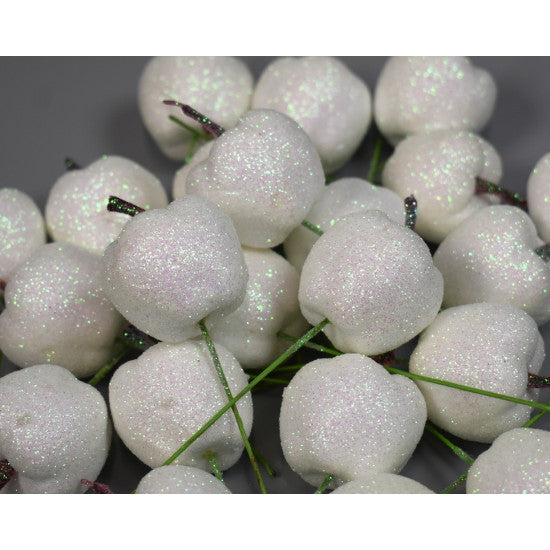 Pick mere 3.5cm cu glitter alb
