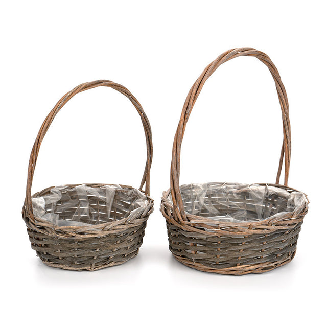 imagine produs Set cos din nuiele cu toarta 29x12/40cm S/2 gri