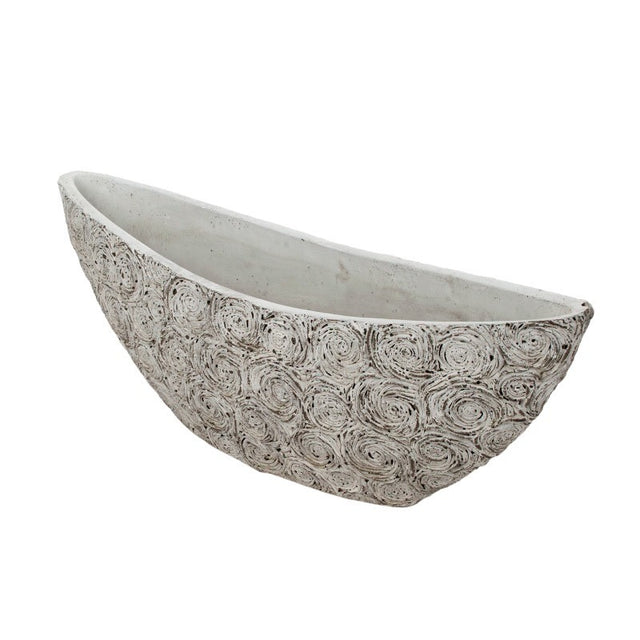 imagine produs Bol din piatra Rose forma barcuta 41,5x11,5x13,5/16cm gri