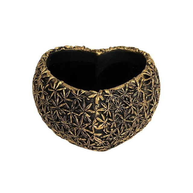 imagine produs Bol din piatra Areus forma inima 20x20x11cm negru-auriu