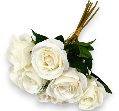 imagine produs Legatura trandafir x7 H:40cm alb