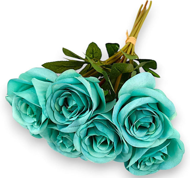 imagine produs Legatura trandafir x7 H:40cm albastru