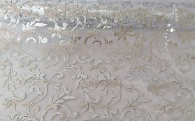 imagine produs Organza cu model 36cmx3m alb