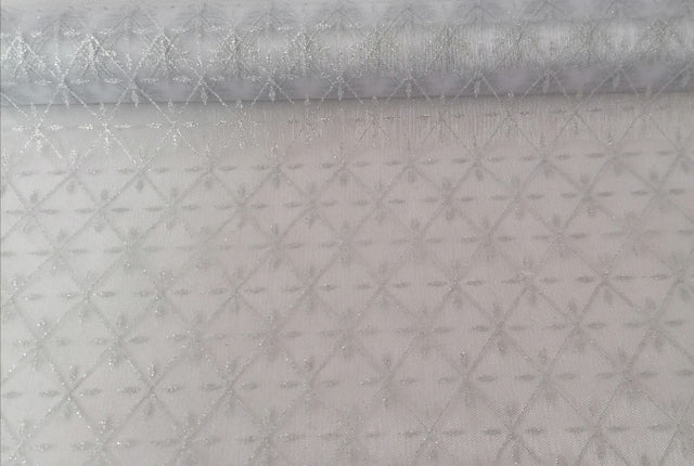 imagine produs Organza cu glitter 36cmx5y alb
