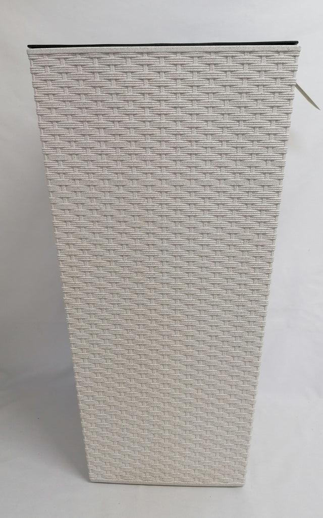 imagine produs Ghiveci plastic rattan finezja 35x35x68cm alb