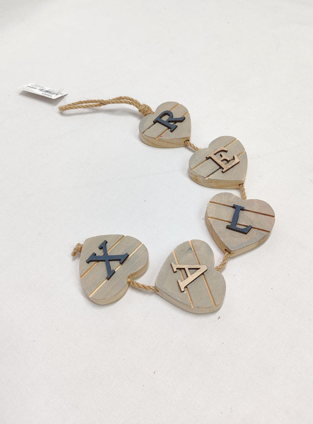 imagine produs Ghirlanda inimi din lemn