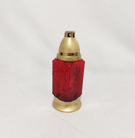 imagine produs Candela sticla cu capac 230mm rosu