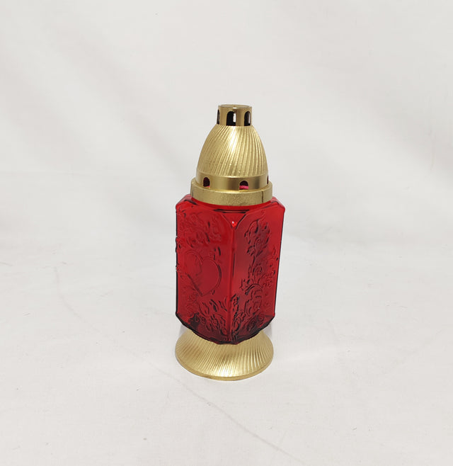 imagine produs Candela sticla cu capac 230mm rosu