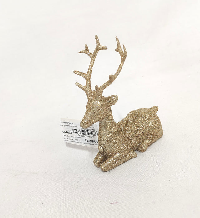 imagine produs Cerb 12cm auriu cu glitter