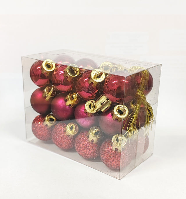 imagine produs Glob de Craciun 2.5cm S/24 bordeaux