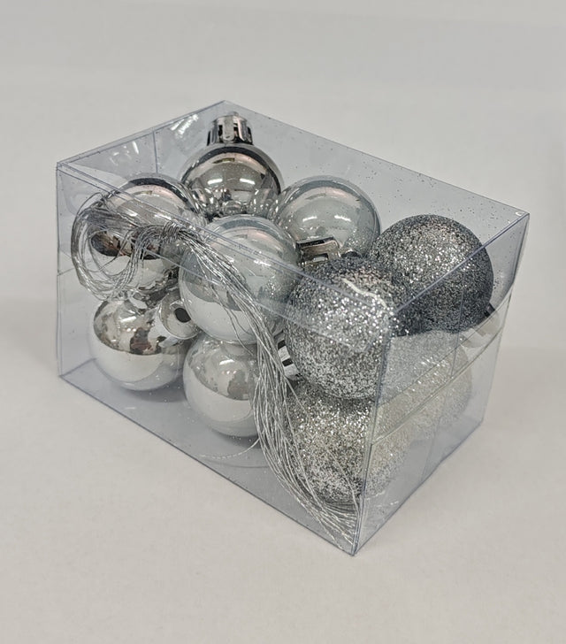 imagine produs Glob plastic 3cm s/12 argintiu