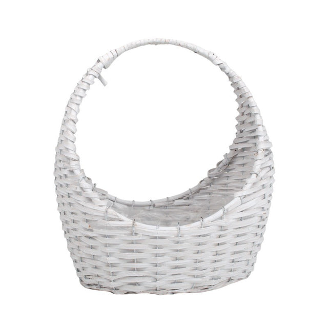 imagine produs Cos din nuiele cu toarta 35x24x11/41cm alb