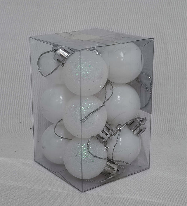 Glob plastic 3cm 12buc/pachet alb
