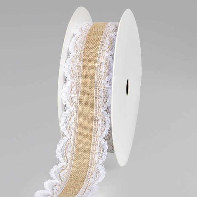 imagine produs Banda decor din panza de in cu dantela 38mmx10m