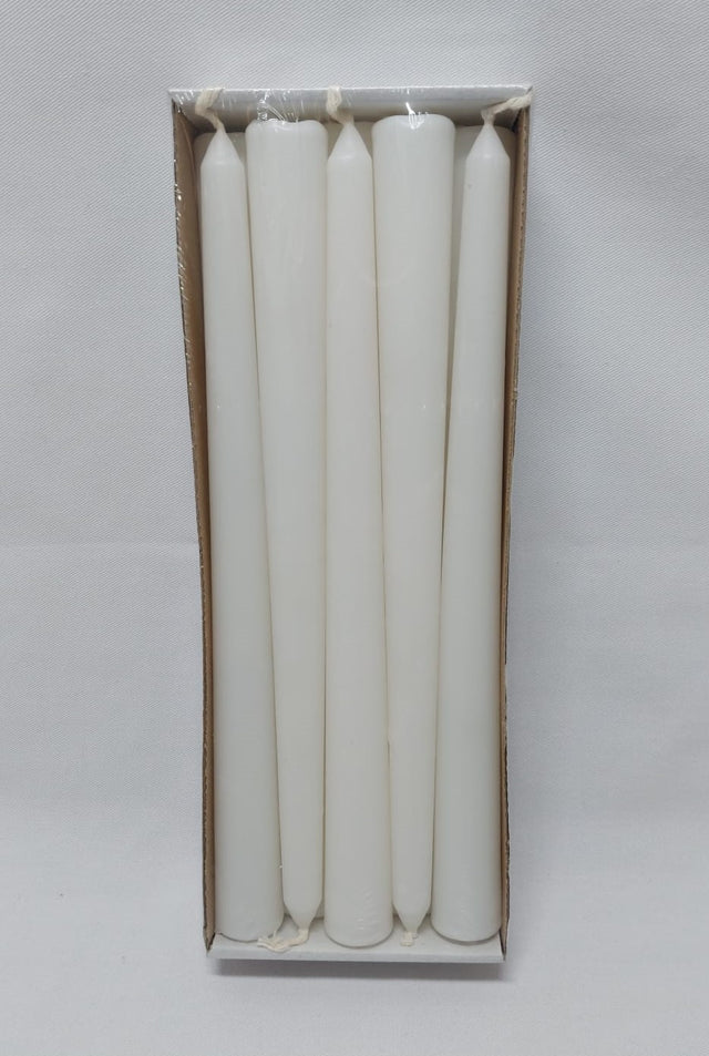 Lumanari conice 24cm 10buc/pachet alb