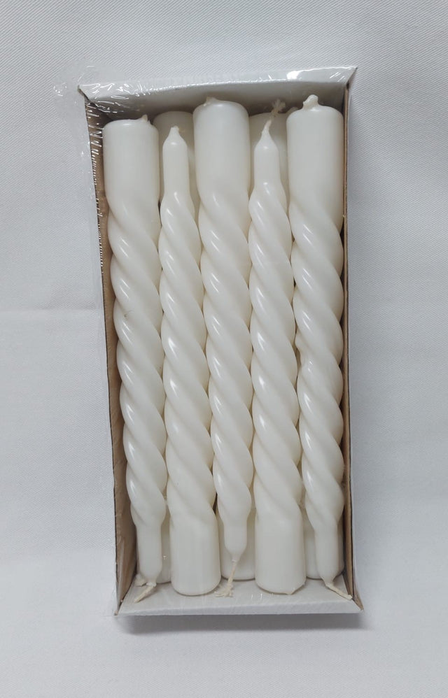 Lumanare spiral 20cm 10buc/pachet alb