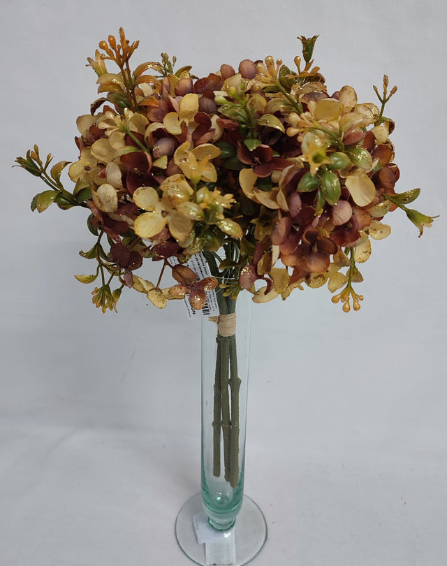 Buchet hortensie cu glitter 37cm ruginiu