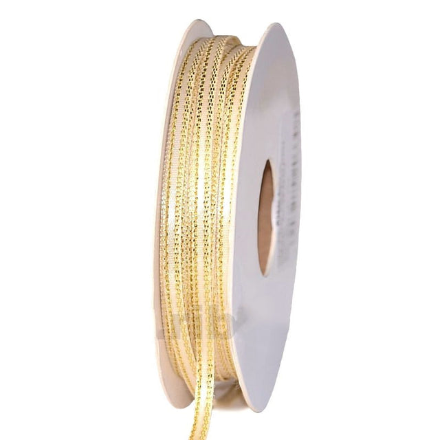 imagine produs Banda decor saten cu margine auriu 3mmx10m crem