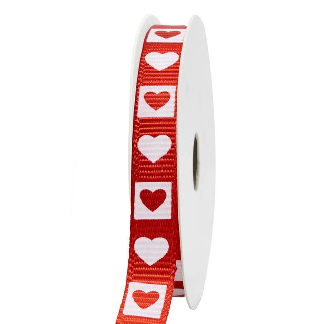 Banda decor textil rosu cu inima 10mm*10m