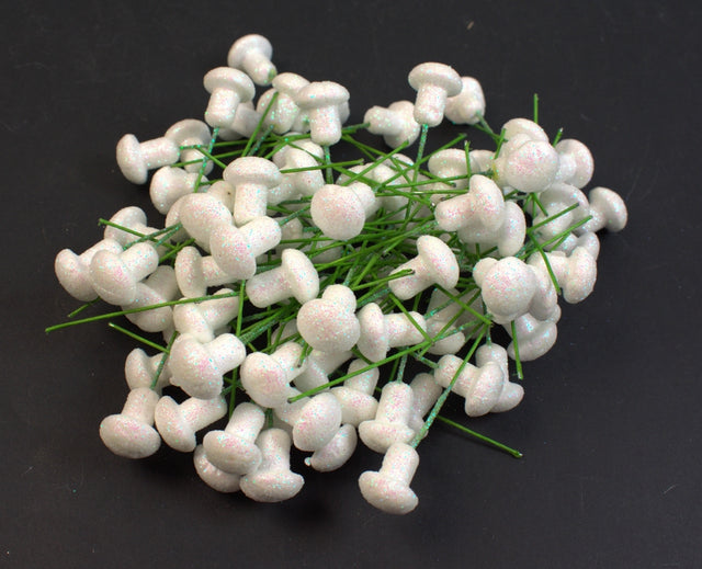 Image for Ciuperca 2cm alb/glitter 85buc/set