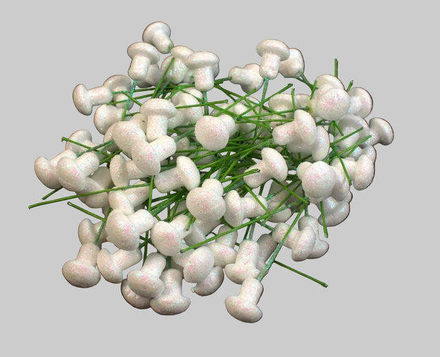 Image for Ciuperca 2cm alb/glitter 85buc/set