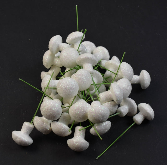 Image for Ciuperca 3cm alb/glitter 40buc/pachet