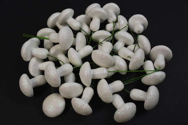 Image for Ciuperca 4cm alb/glitter 28buc/pachet