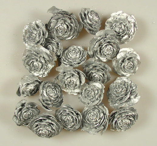 Image for Cap trandafiri cedru 3-5cm argintiu/glitter