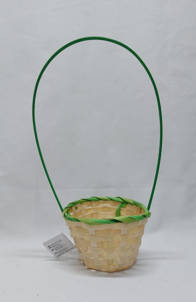 Cos bambus cu toarta 13x10/34cm natur/verde