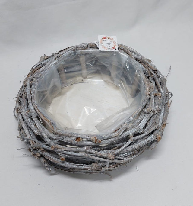 Bol din nuiele 30x9cm gri deschis