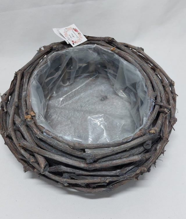 Bol din nuiele 30x9cm gri inchis