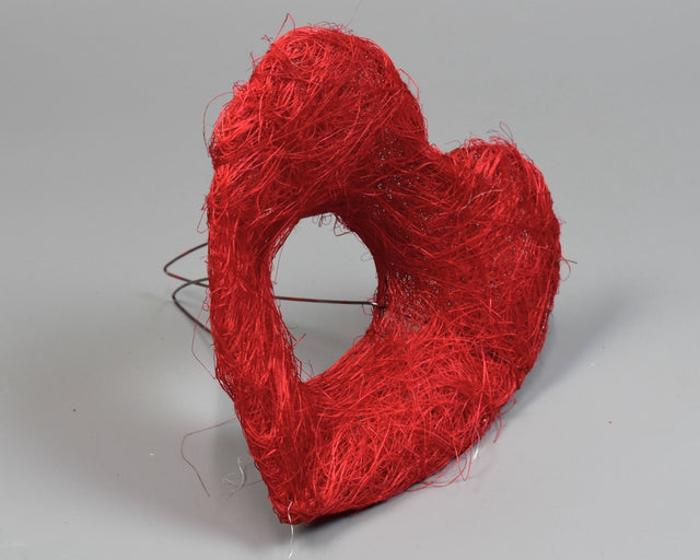 Image for Suport buchet sisal forma inima 15cm rosu