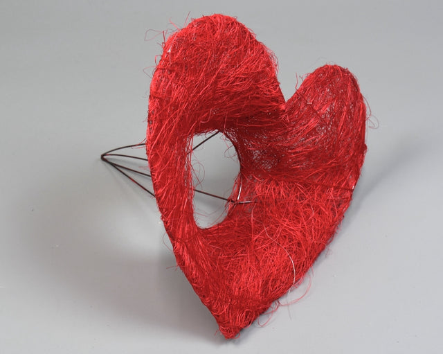 Image for Suport buchet sisal forma inima 20cm rosu