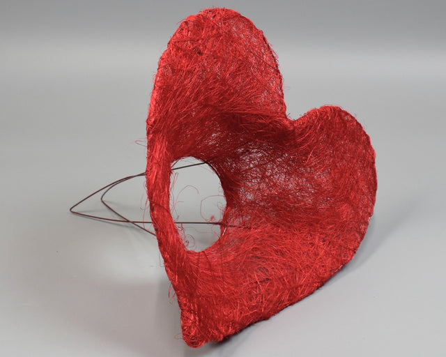 Image for Suport buchet sisal forma inima 25cm rosu