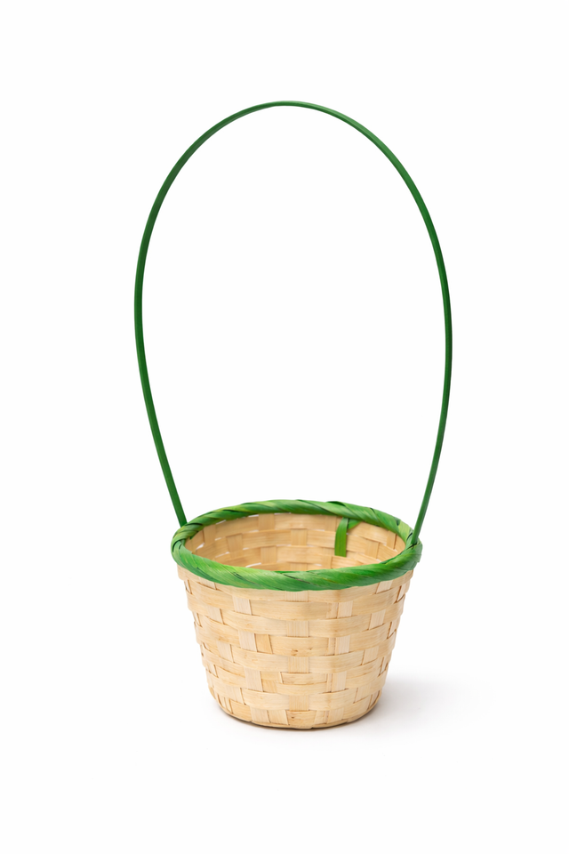 Cos bambus cu toarta 13x10/34cm natur/verde
