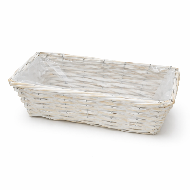 Bol dreptunghiular din bambus 30x14x10 cm alb