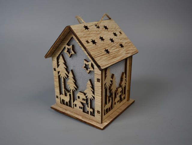 Image for Casuta din lemn cu led 9x7x7cm natur