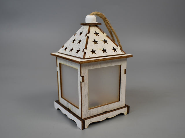 Image for Casuta cu led din lemn 12x7cm alb