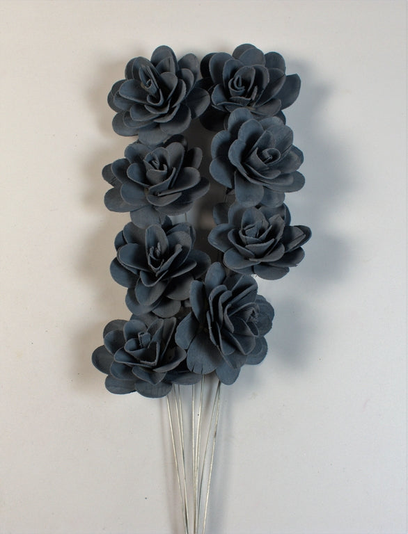 Image for Trandafiri din lemn 6cm vopsit albastru inchis