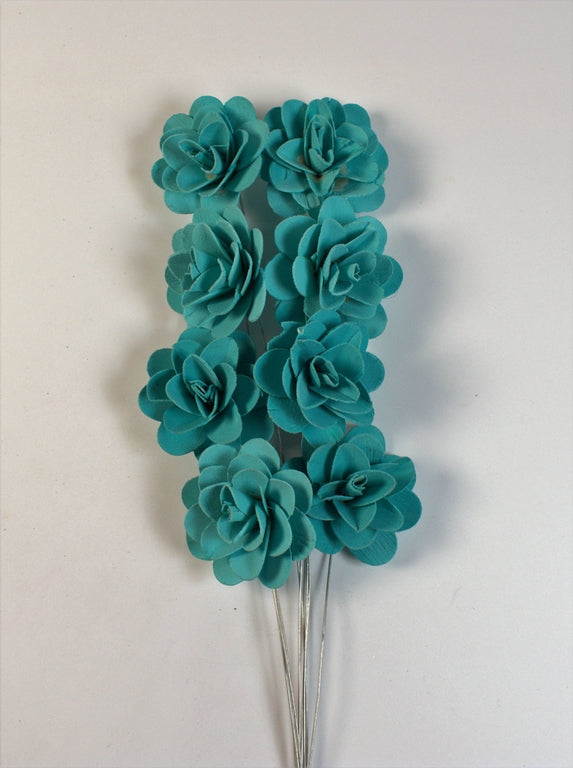 Image for Trandafiri din lemn 6cm vopsit aqua