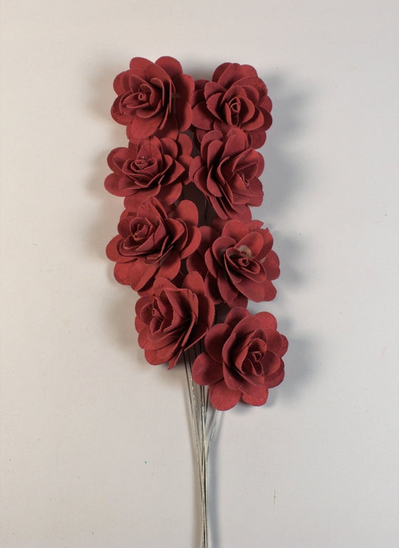 Image for Trandafiri din lem 6cm vopsit bordeaux