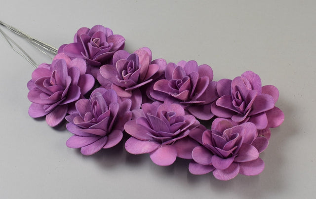 imagine produs Trandafiri din lemn 6cm mov