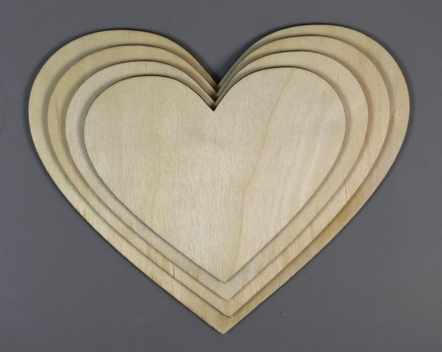 Image for Set inima din lemn12/14/16/18cm natur
