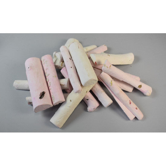 Bucati din lemn 9-12cm vopsit roz/alb