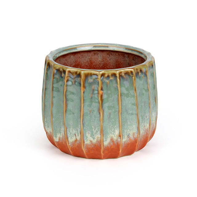 Bol ceramic Lava antic 12x10.5cm verde/maro