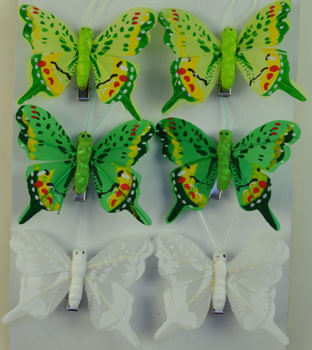 Image for Fluturi cu clame 8cm s/6 wh/gr/y